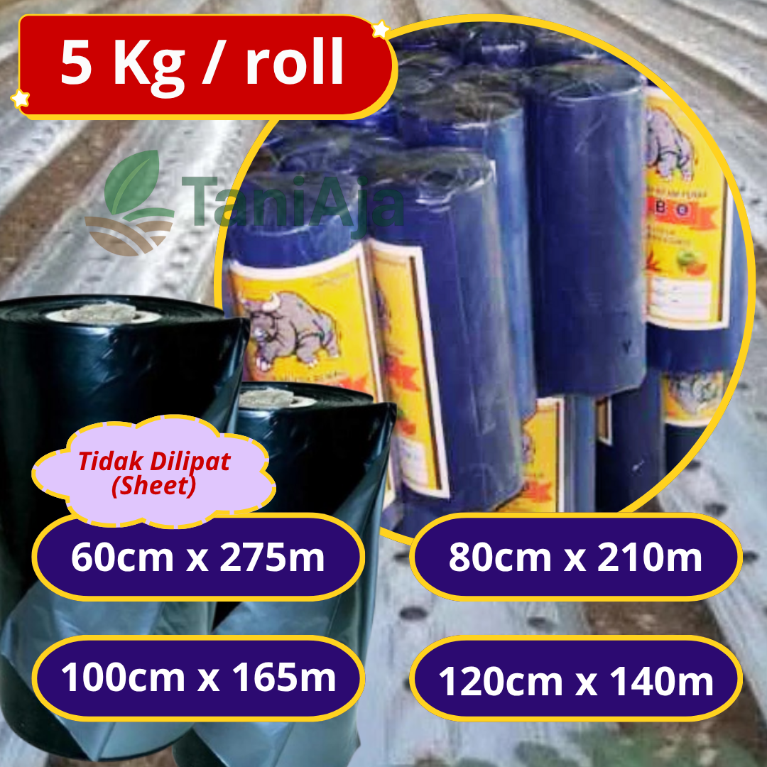 Plastik Mulsa Hitam Perak Cap Kebo 1 Roll 5Kg